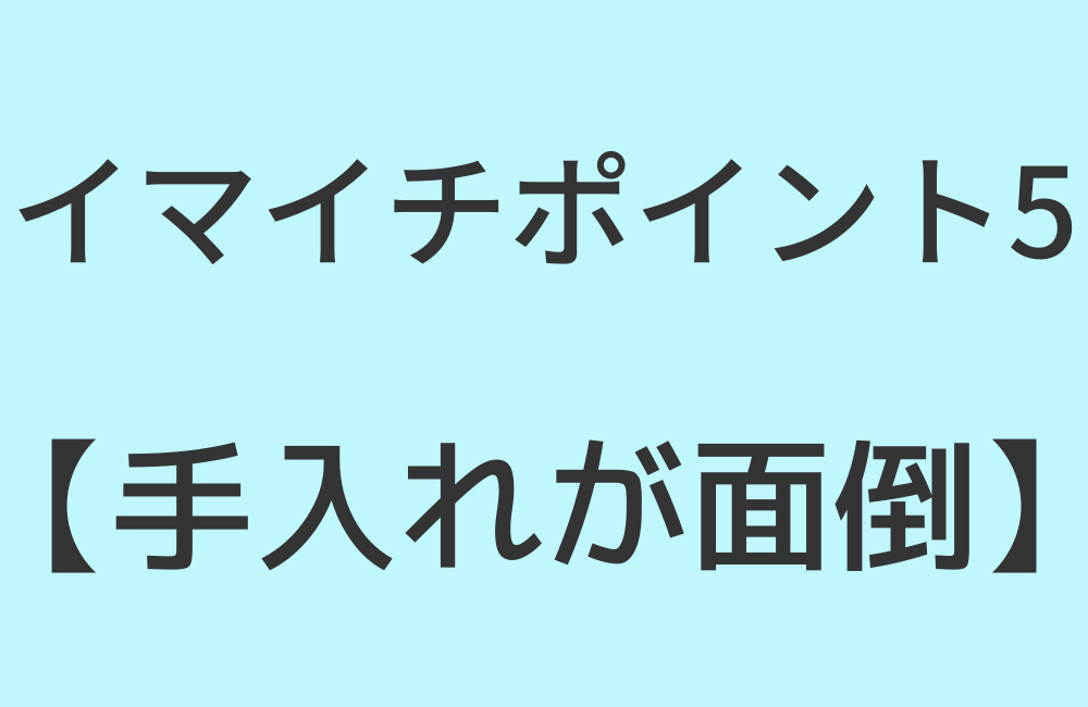 イマイチポイント5【手入れが面倒】