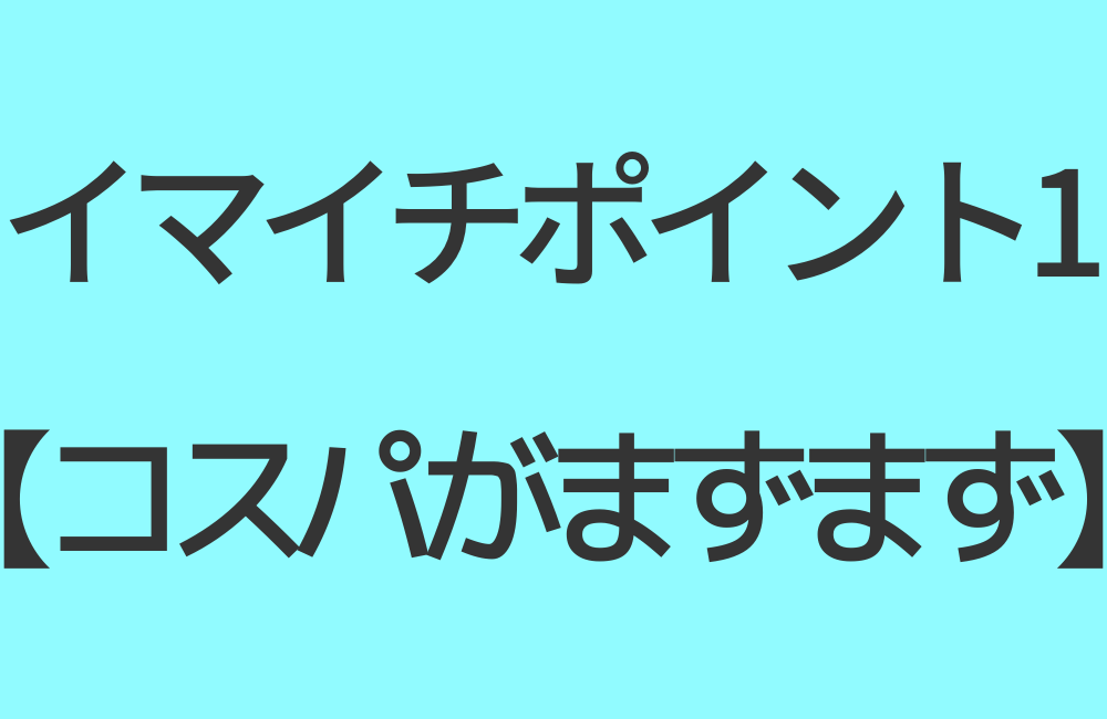 イマイチポイント1【コスパがまずまず】